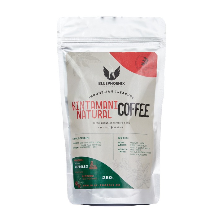 Cafea de Specialitate Indonesia Kintamani Natural, insula Bali, boabe proaspat prajite, 250gr, SCA 88