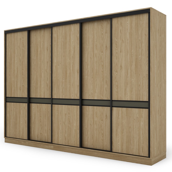 Dulap, Meblast, Premium lucrate manual, 340 cm x 244 cm, Sifonier, PAL 18 mm, HDF de 3 mm, PVC 0.8 mm, Stejar uleios