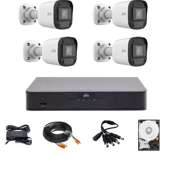 Kit 1 camera supraveghere, Interior + DVR cu meniu in romana, Cloud si soft telefon mobil inclus, HikVision