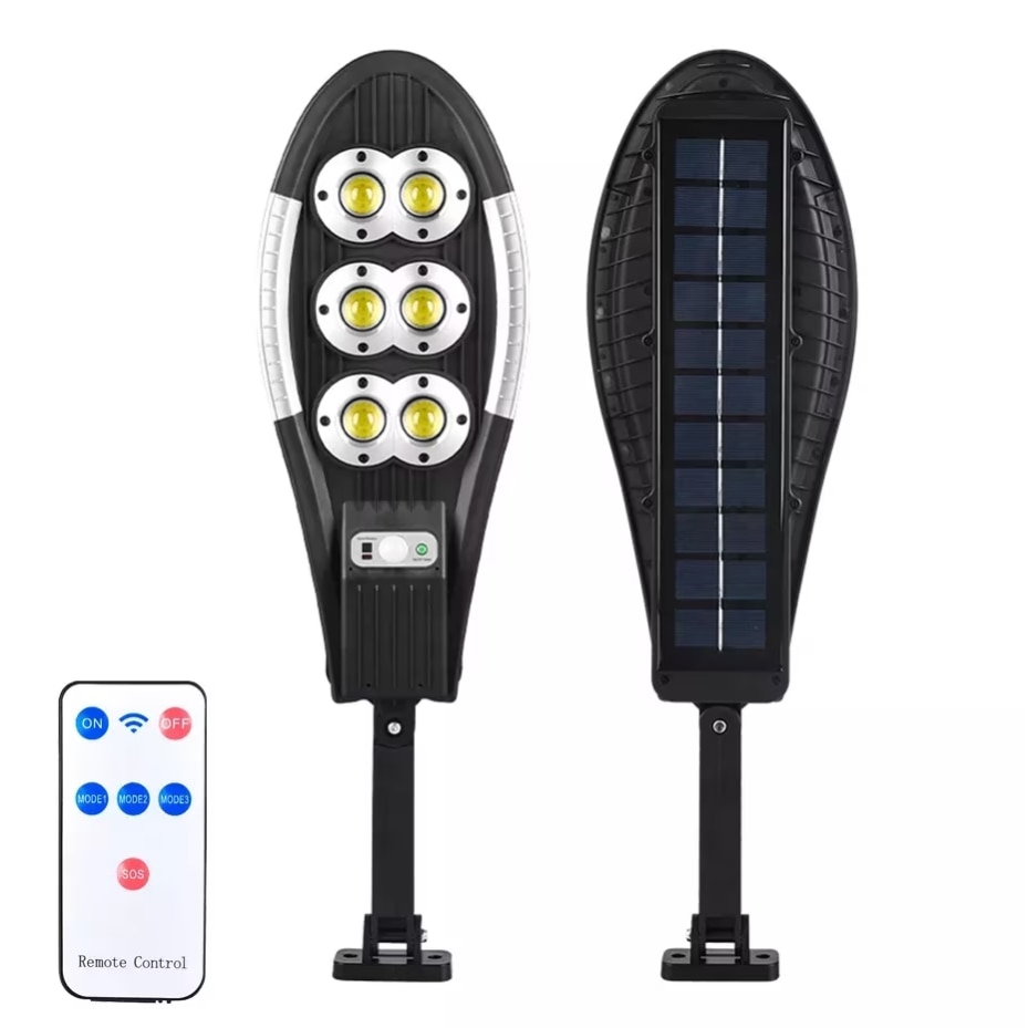 Комплект соларни улични лампи, 2 броя, Дистанционно управление, 156 LED ...