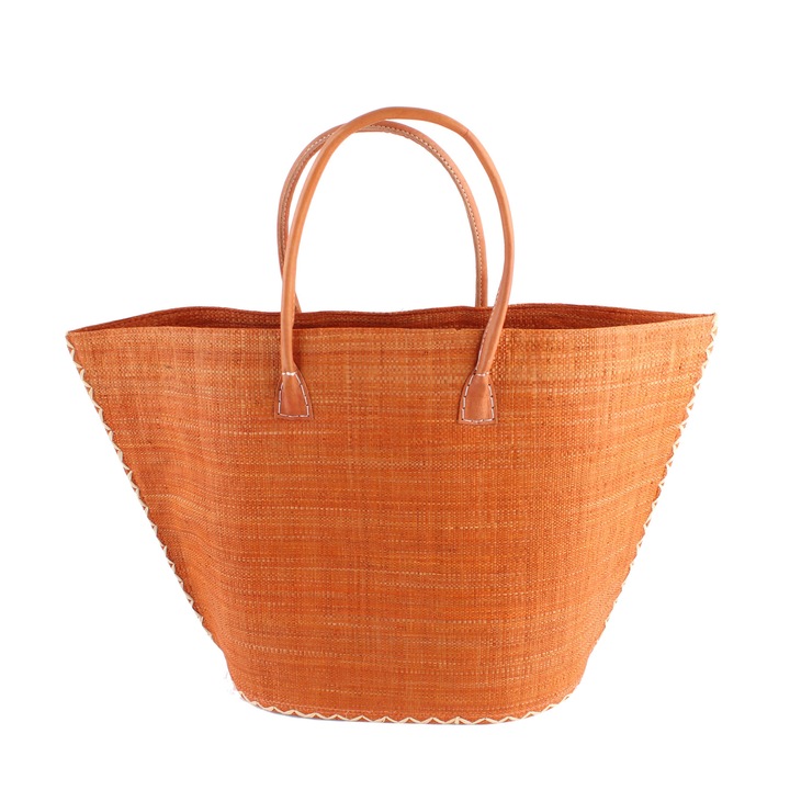 Плажна чанта от рафия Fratelli Mazzanti FM B4370, Оранжeв, 60 cm