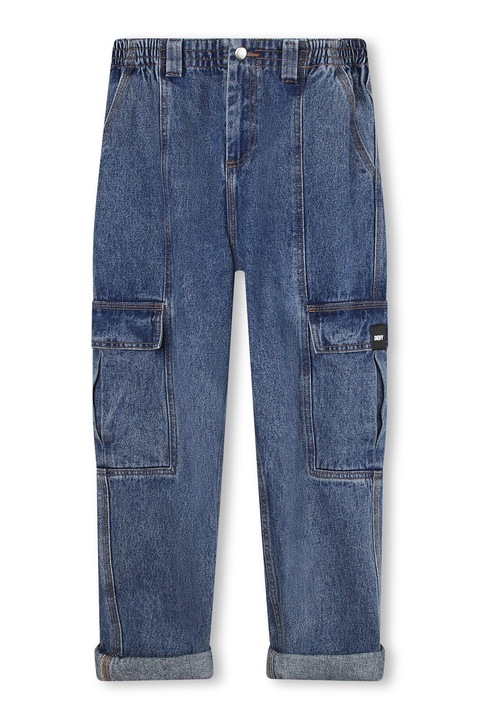 DKNY, Straight fit cargo farmernadrág, Kék