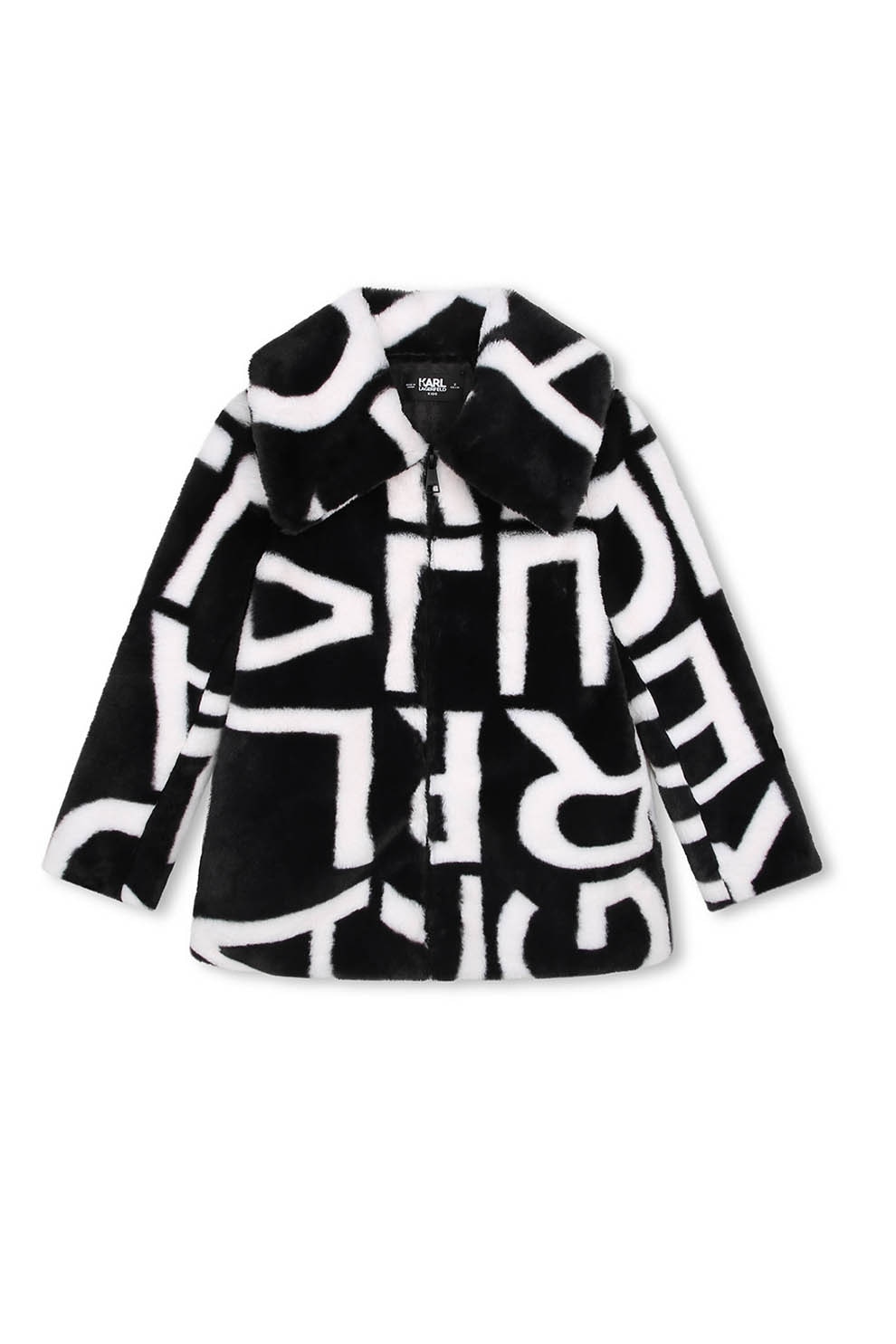 KKK384 KARL LAGERFELD KIDS, Palton de blana sintetica cu monograma