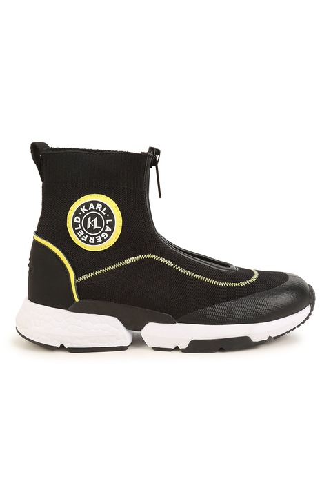 KARL LAGERFELD KIDS, Pantofi sport inalti cu fermoar, Negru/Galben