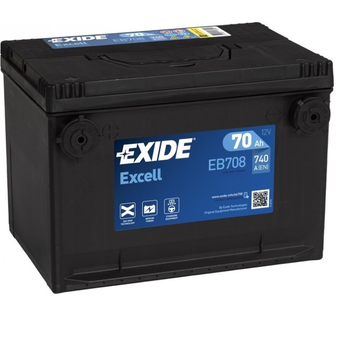Автомобилен акумулатор 12V 70Ah Exide Excell EB708 USA