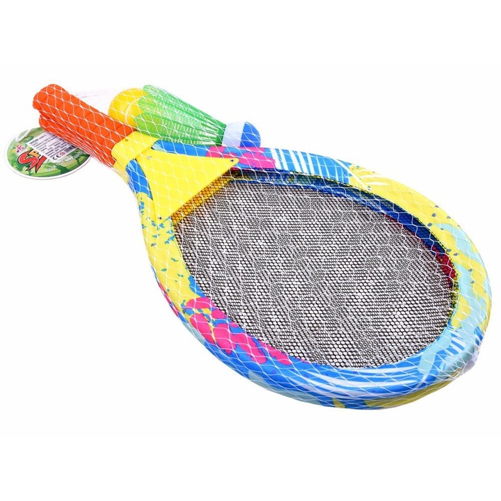 Set badminton, Ramiz, 2xrachete, 1 minge, Multicolor