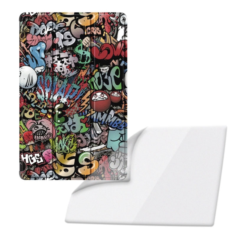Set Husa Tableta AZIAO si Folie Silicon Matte pentru Huawei MatePad Pro 11 2022, Protectie 360, Hydrogel Regenerabil, Paper Feeling, Interior Catifea, Functie de Stand, Display Protejat, Smart Cover, Colturi Anti-Soc, Grafitti