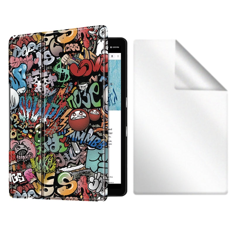 Set Husa Tableta AZIAO si Folie Silicon Matte pentru Huawei MatePad Pro 11 2022, Protectie 360, Hydrogel Regenerabil, Paper Feeling, Interior Catifea, Functie de Stand, Display Protejat, Smart Cover, Colturi Anti-Soc, Grafitti
