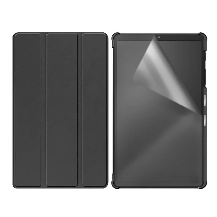 Set Husa Tableta AZIAO si Folie Silicon Matte pentru Xiaomi Pad 5 / 5 Pro 2021 (11 inch), Protectie 360, Hydrogel Regenerabil, Paper Feeling, Interior Catifea, Functie de Stand, Display Protejat, Smart Cover, Colturi Anti-Soc, Negru