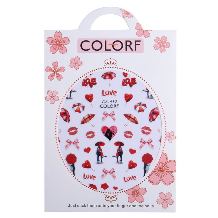Set stickere decorative pentru unghii, Allepaznokcie, Colorf CA-432, 10 x 8 cm, Multicolor