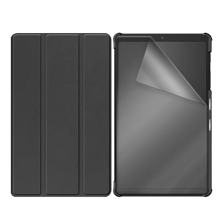 Комплект калъфи за таблет AZIAO и силиконово фолио Apple iPad 10.2 (2021/2020/2019), пълна 360 защита, регенерируем хидрогел, пълно лепило, кадифен интериор, функция на стойка, защитен дисплей, ъгли против удар, черен