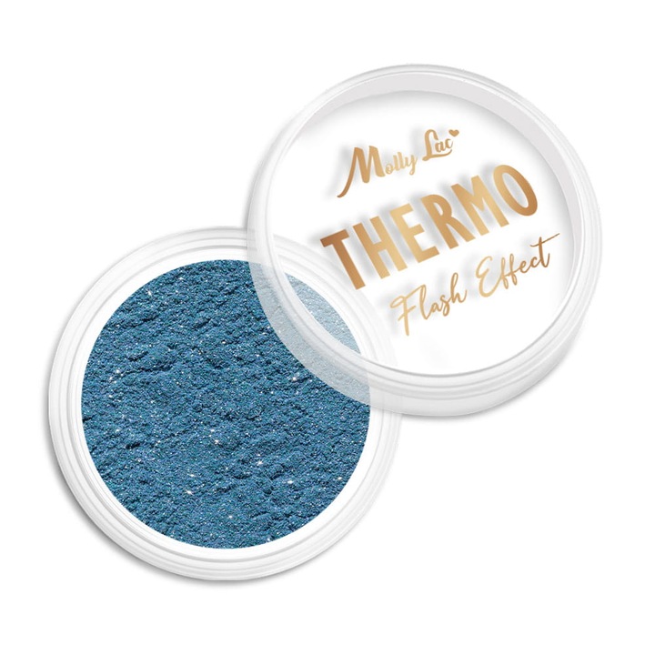 Блестящ пигмент за нокти, Molly Lac, Thermo Flash Effect, 0.5 g, No 7, Blue/Green