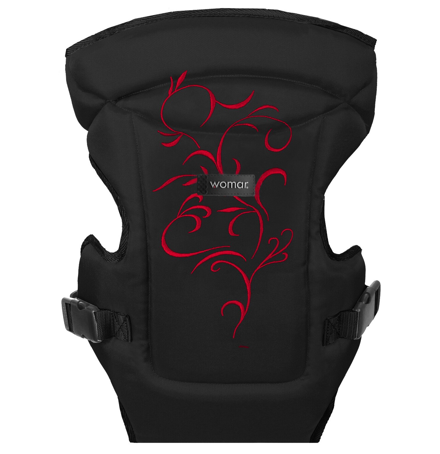 Marsupiu Butterfly N14 cu broderie, Womar Zaffiro, Negru/Rosu