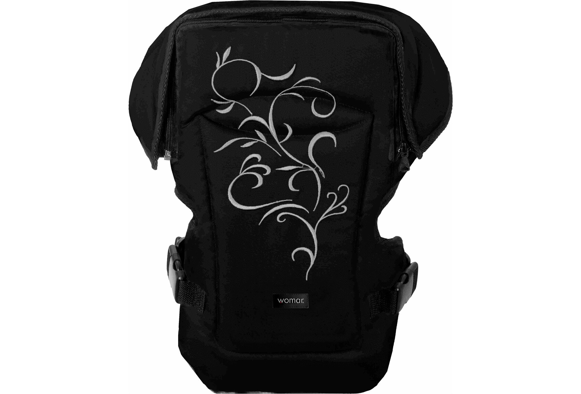 Marsupiu Rainbow N15 cu broderie, Womar Zaffiro, Negru/Gri