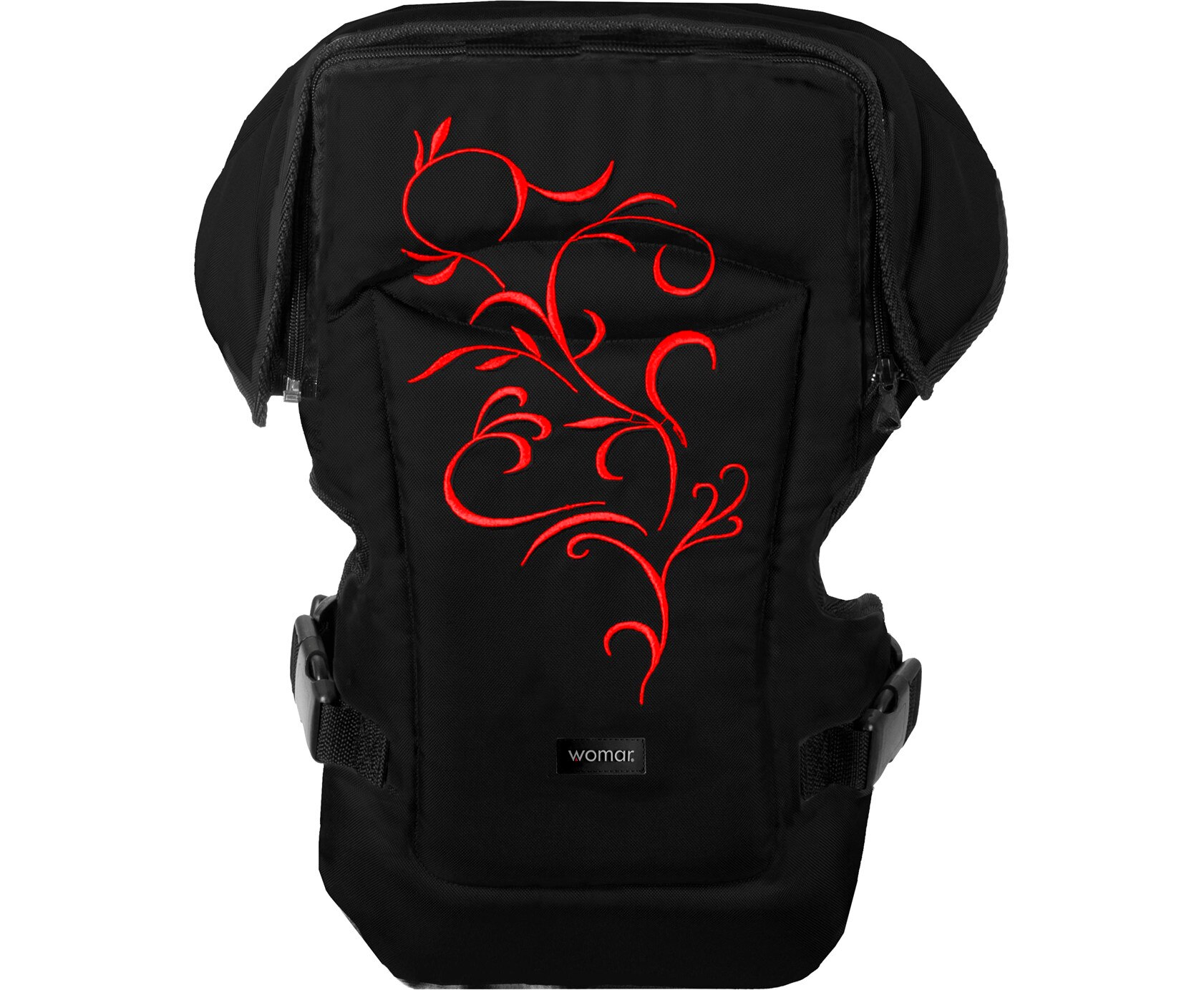 Marsupiu Rainbow N15 cu broderie, Womar Zaffiro, Negru/Rosu