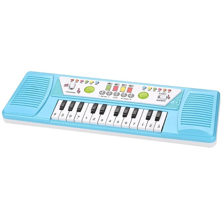 Gyermek zenés zongora Fluffy®, fények és hangok, 24 billentyűs, 3 év+, kék