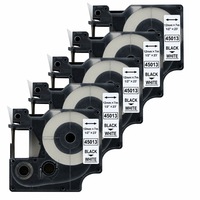 Pachet 5 bucati etichete compatibile Dymo D1 45013, 12mm negru pe fundal alb