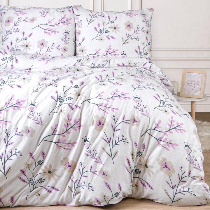 Ágynemű Jersey 200x220 Jerseylove fehér virágos ágakkal