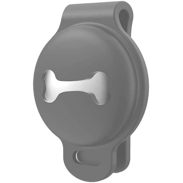 Husa de protectie pentru Apple AirTag pentru caini, Gri