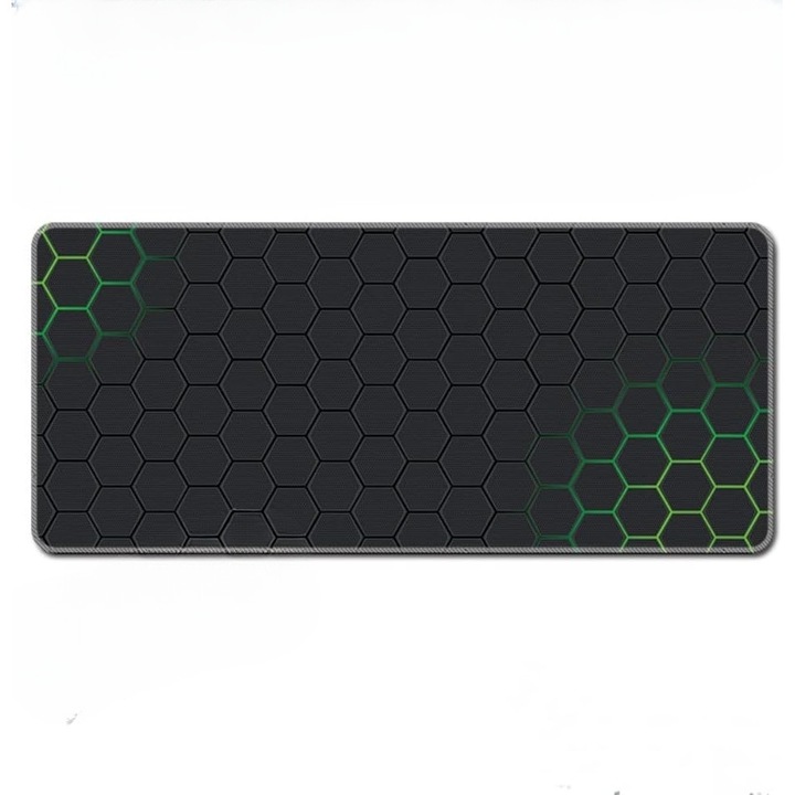Mousepad Profesional XXL pentru Gaming si birou, Premium, black-green, dimensiune 400X900X3MM, cu baza cauciucata impermeabila si antiderapanta, compatibil laptop sau PC, Icidra®