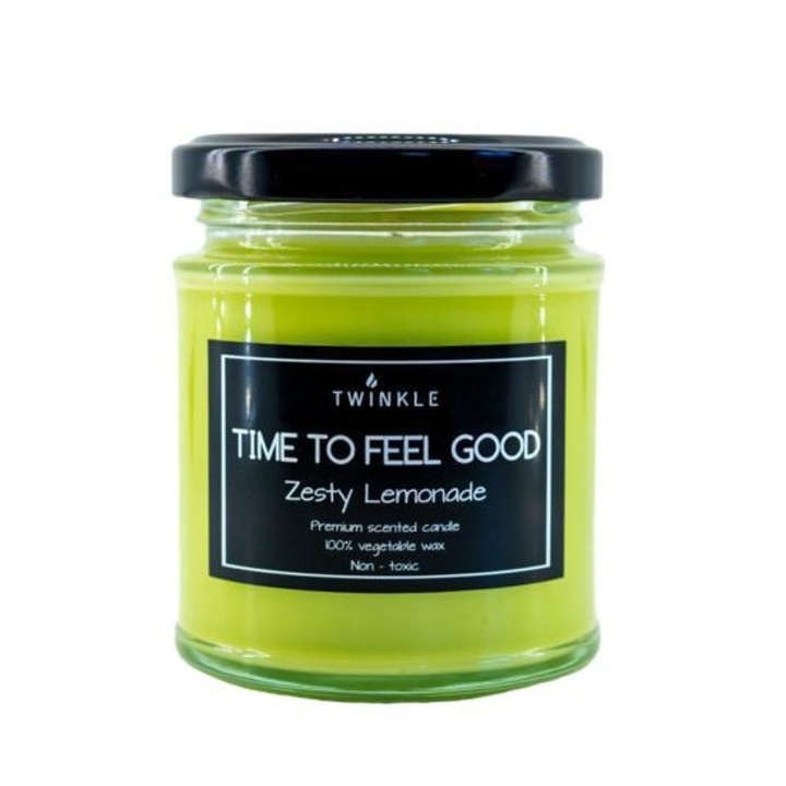 Lumanare parfumata handmade cu aroma de Lamaie si Lime, TWINKLE, ceara vegetala non-toxica, fitil bumbac, 150 g