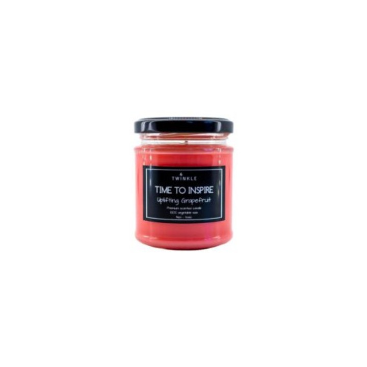 Lumanare parfumata TWINKLE cu aroma de Grepfrut, ceara soia non-toxica, fitil bumbac, 150 g net