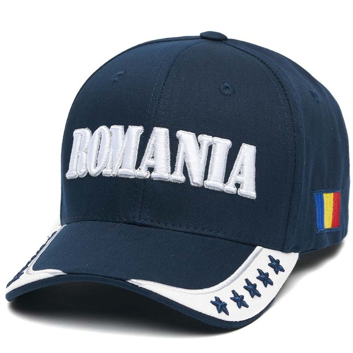 Мъжка шапка Rexford, 3D бродерия Romania, тъмносин, 100% памук, регулируем размер