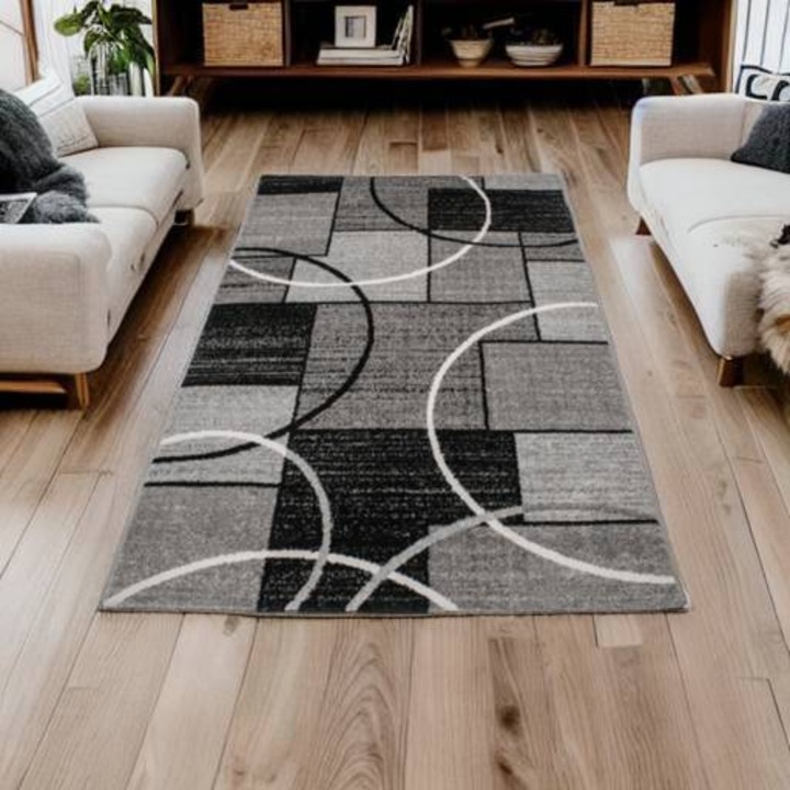 Килим Bella Agora 0818, 140x200 см, Сиво/Черен