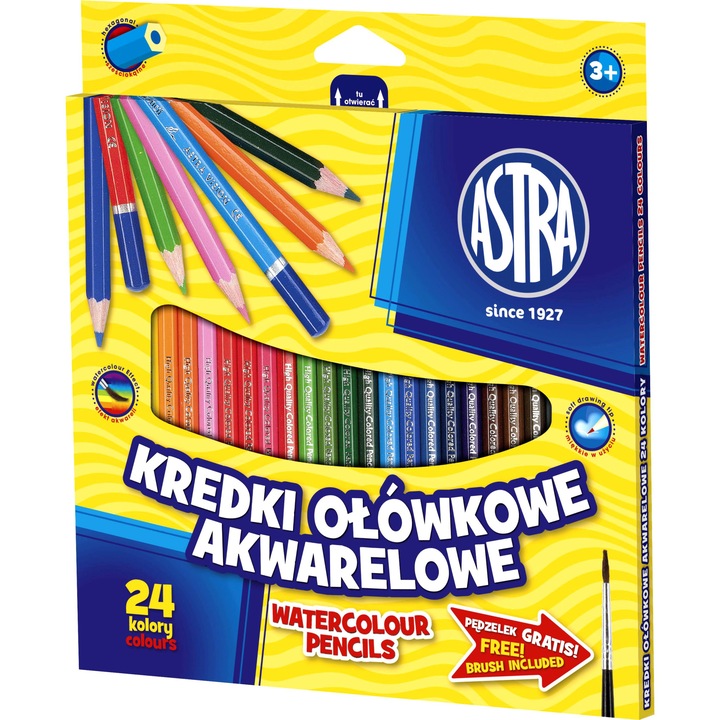 24 db-os akvarell ceruza készlet, Astra, Multicolor