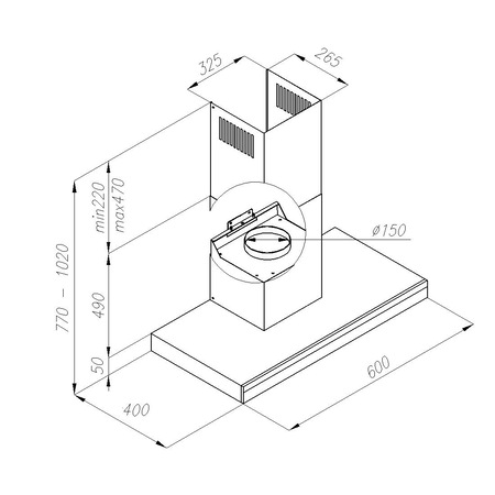 Hota incorporabila Hansa OKC654TH, Putere de absorbtie 596 mc/h, 4 viteze, 60 cm, Inox
