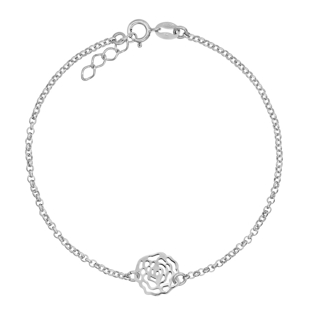 Bratara Argint 925 placat cu rodiu si Charm Flower