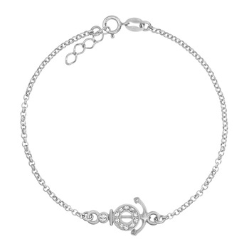 Bratara Pentru Picior Argint 925 cu Cristale Swarovski Crystal Clear si Anchor Charm Bratara Pentru Picior Argint 925 cu Cristale Swarovski Crystal Clear si Anchor Charm