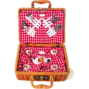 Cos de picnic pentru copii, Micul Dejun , 30 piese din portelan Cos de picnic pentru copii, Micul Dejun , 30 piese din portelan