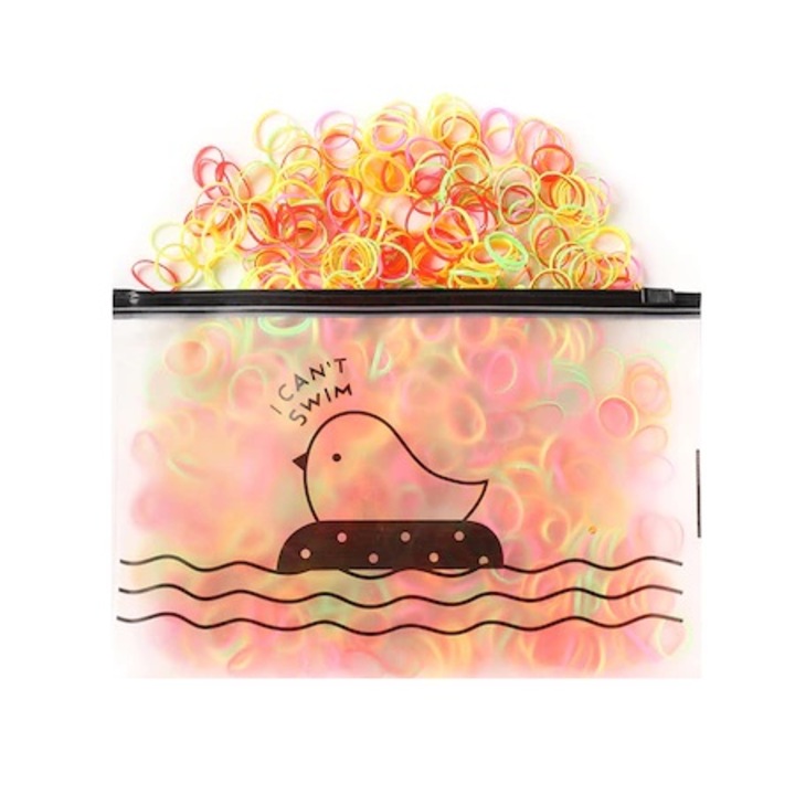 Set elastice de par pentru codite, 1000 bucati, cauciuc, Multicolor