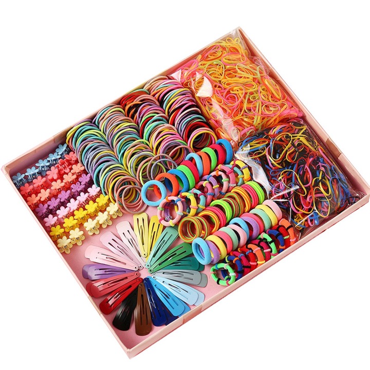 Set elastice de par colorate, NEVERMORE, 780 buc, Multicolor