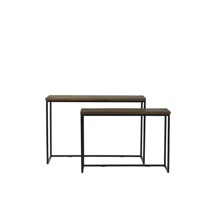 Set 2xmasuta de cafea, Light&Living, 100x30x70cm, 120x40x82cm, Lemn/Metal, Negru/Maro