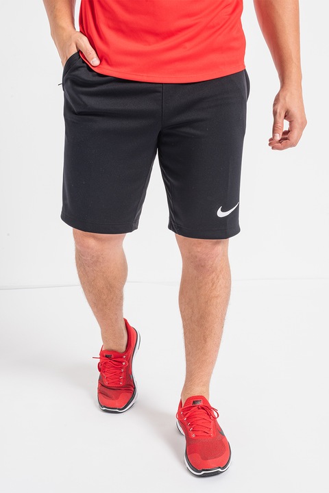 Nike, Pantaloni scurti cu monograma pentru fitness, Negru