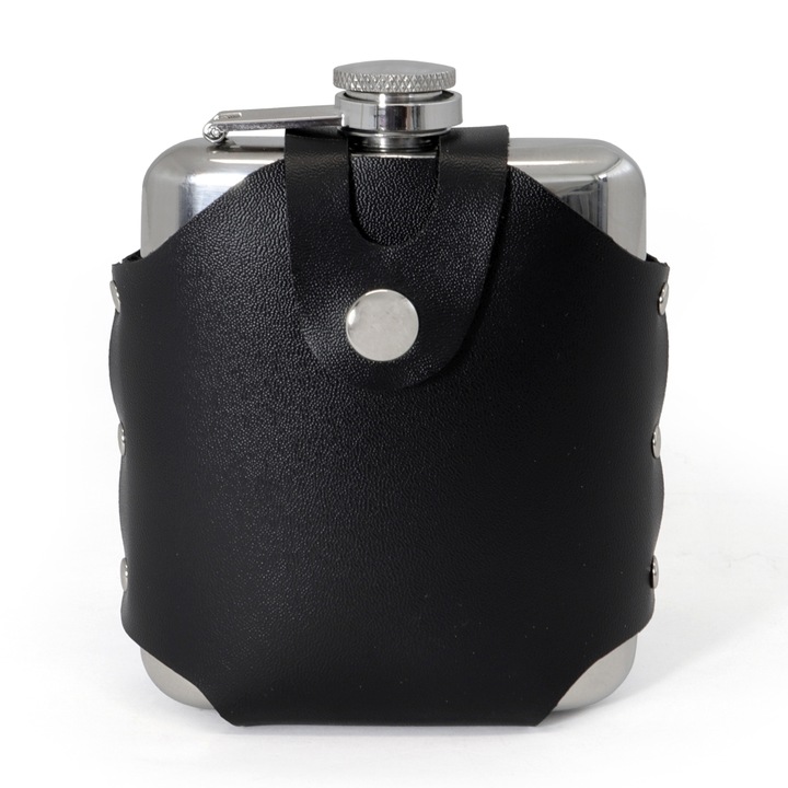 Манерка за напитки, 180 мл, Origin Outdoors, неръждаема стомана, заоблени ъгли и покритие от еко кожа