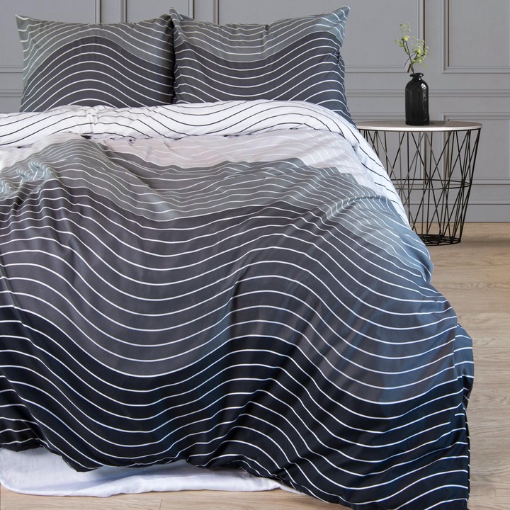 Ágynemű microszálas Wave 160x200 szürke hullámok