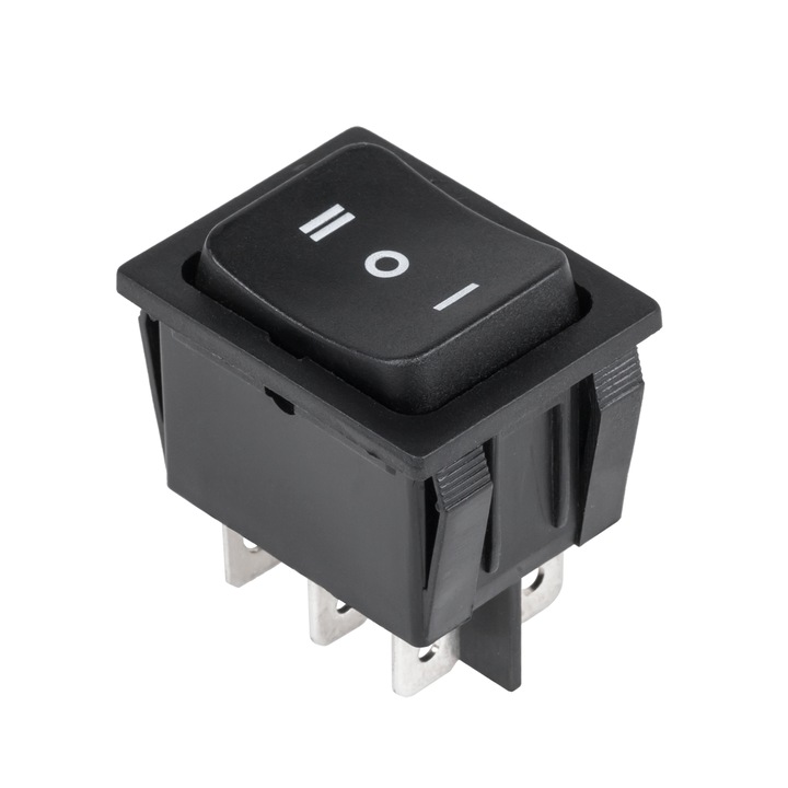 Intrerupator 6 poli 3 pozitii bistabil fara retinere ON-OFF-ON 250V 15A 21.7x28.5mm PRK0101