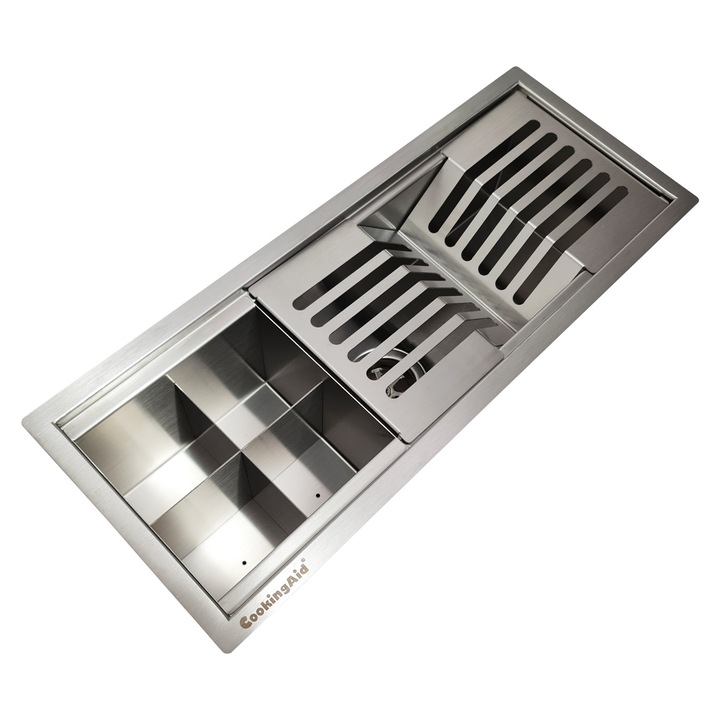 Chiuveta ingusta scurgere multifunctionala tip rigola jgheab drenare CookingAid Channel sink 480x194x140mm cu 2 accesorii incluse