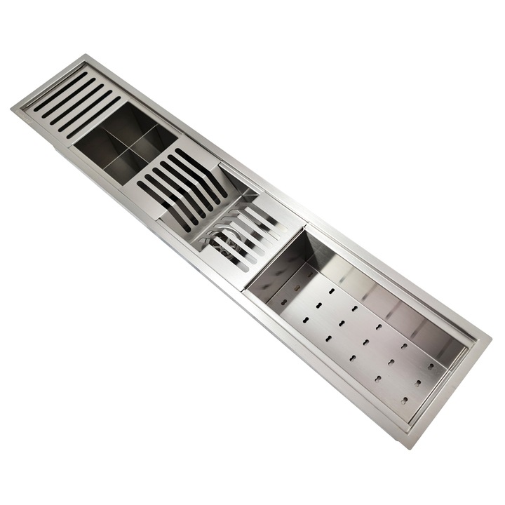 Chiuveta ingusta scurgere multifunctionala tip rigola jgheab drenare CookingAid Channel sink 1080x194x140mm cu 4 accesorii incluse