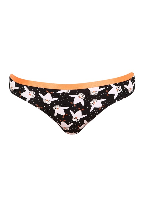 Chiloti de dama, Dedoles, Model bufnite, Alb/Negru/Portocaliu