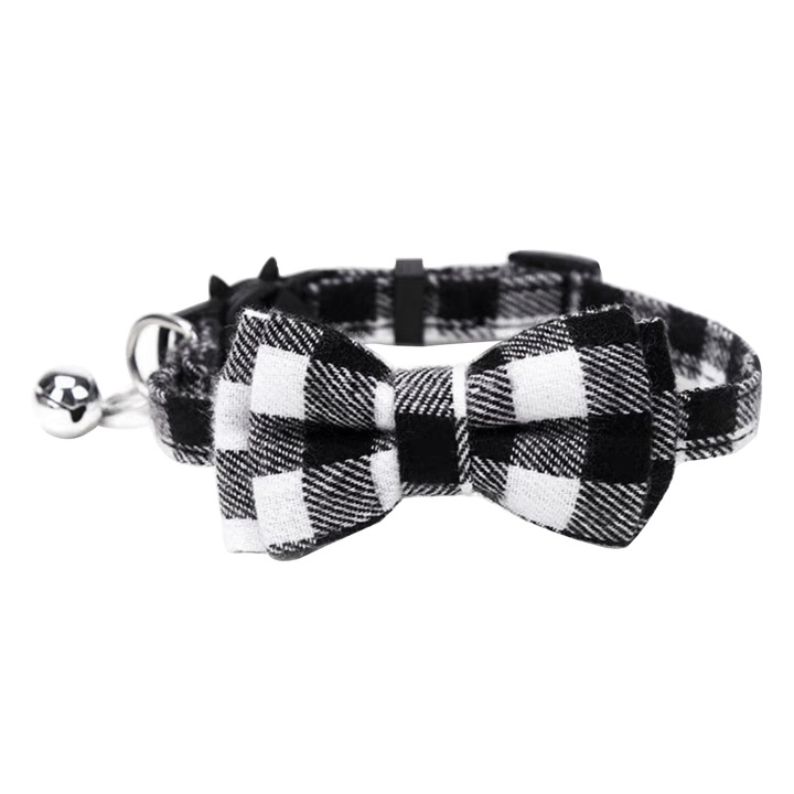 Kisállat nyakörv masnival és csengővel, YYP-LL18, fehér, 29 cm