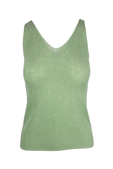 Top tricotat, Univers Fashion, cu decolteu in V, fistic