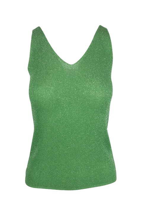 Top tricotat, Univers Fashion, cu decolteu in V, verde menta