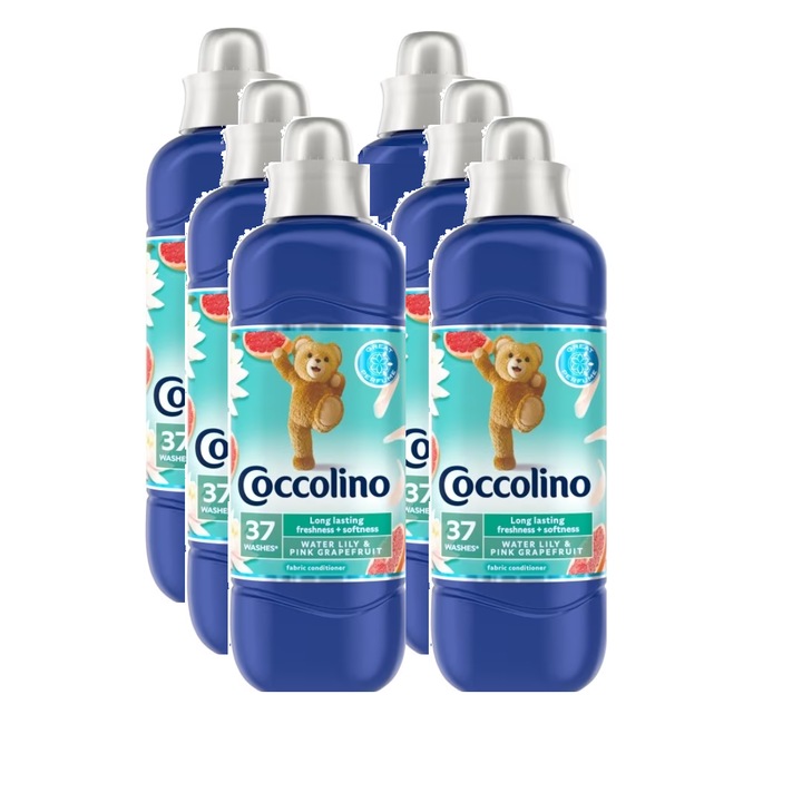 Set 6 x Balsam de rufe Coccolino Creations, Nufar & Grapefruit Roz, ultra concentrat, 925 ml, 222 spalari