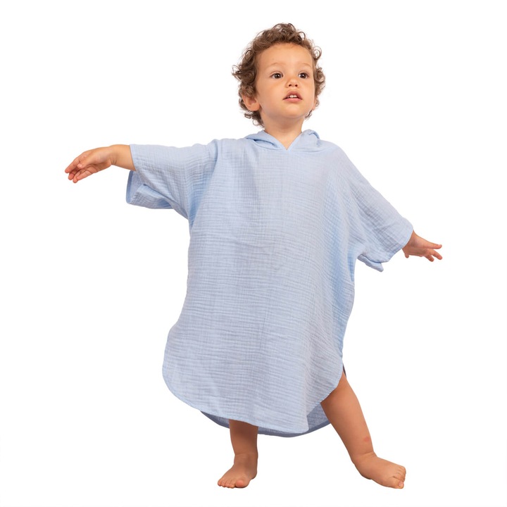 Kidizi Blue nedvszívó, muszlin poncsó, 6-18 hónapos gyerekeknek