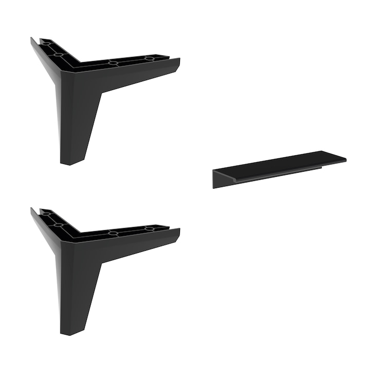 Set 2 picioare si 1 maner pentru mobila, Goodmob, Negru