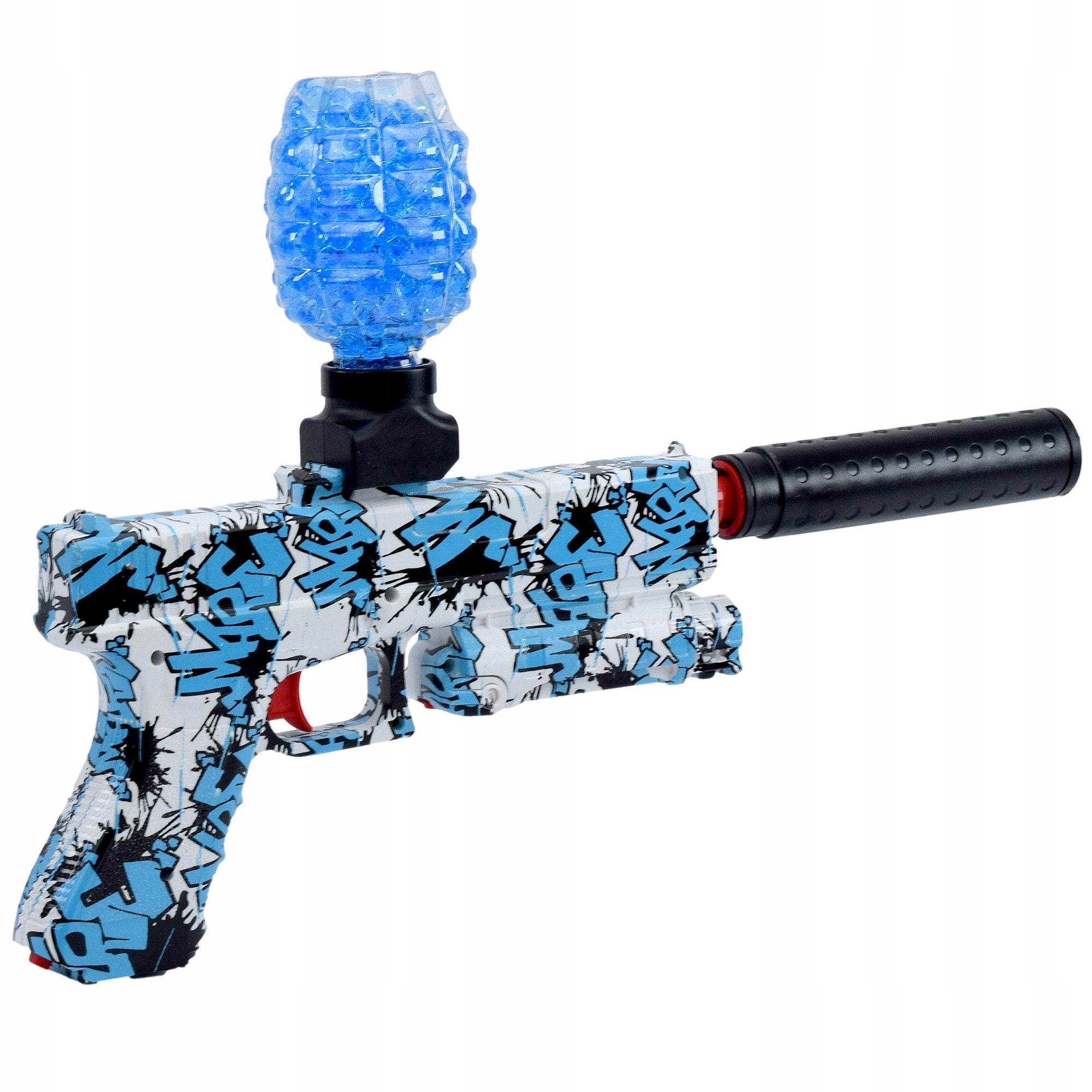 Автоматична играчка пистолет Glock за гел топчета бяло/синьо/черно ...